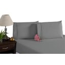 Ver imagem 1 de Lençol Fronha Algodão 180 Fios 3 Peças Cinza Ponto Palito