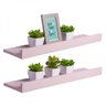 Kit 2 Prateleiras Porta Quadros 90 X 15cm Rosa Claro Invisível - 1