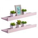 Ver imagem 1 de Kit 2 Prateleiras Porta Quadros 90 X 15cm Rosa Claro Invisível