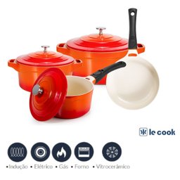 Jogo de Panela Antiaderente Cerâmica 4 Peças Laranja Le Cook - 2