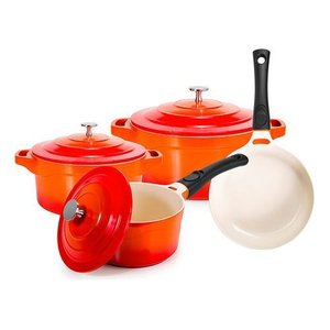 Jogo de Panela Antiaderente Cerâmica 4 Peças Laranja Le Cook