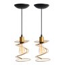 Kit 2 Pendente Aramado Poptem Mola Dourado Lustre Luminária Iluminação Sala Quarto Iluminação Interi - 1