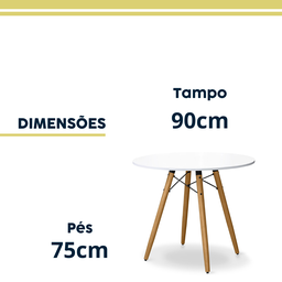 Mesa de Jantar Redonda de 90 Cm Branca - 2