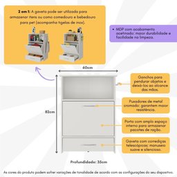Balcão Multiuso/comedouro para Cães e Gatos Multimóveis Mp6026 Branco - 3