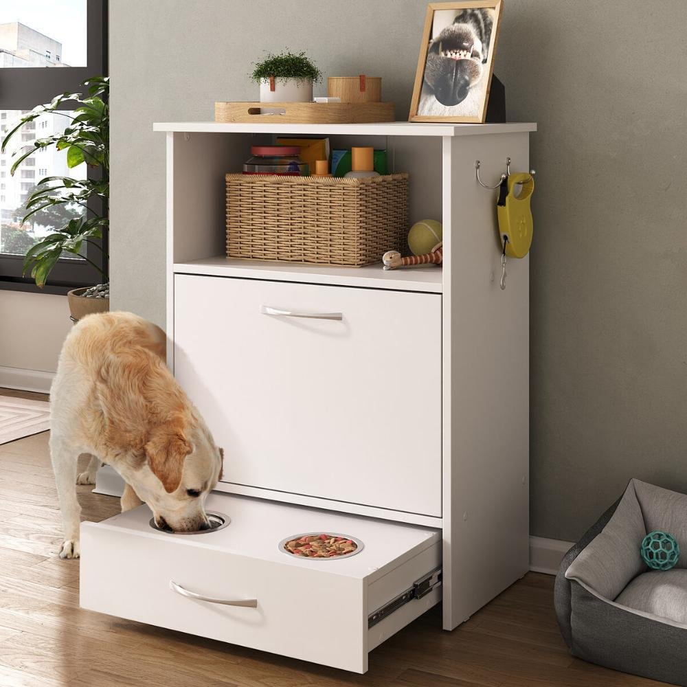 Balcão Multiuso/comedouro para Cães e Gatos Multimóveis Mp6026 Branco - 2