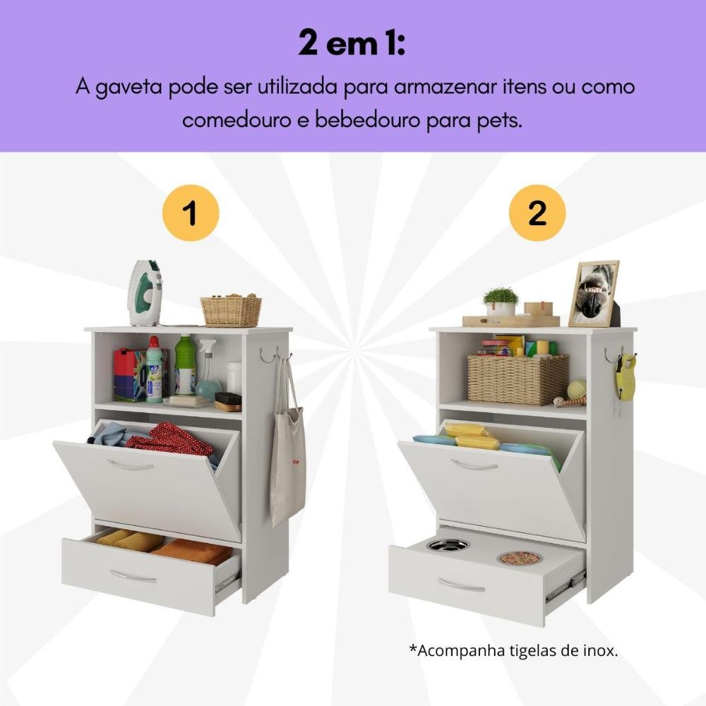 Balcão Multiuso/comedouro para Cães e Gatos Multimóveis Mp6026 Branco - 6