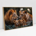 Ver imagem 2 de Quadro Decorativo Familia Leao Leoa Dois Filhotes Nas Folhas Sala Quarto Casa Escritório