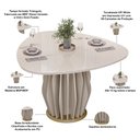 Ver imagem 4 de Mesa de Jantar 6 Lugares Orgânica Tampo com Vidro 136cm Merisi D05 Off White - Lyam Decor