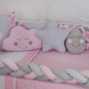 Ver imagem 3 de JOGO DE BERÇO KIT COMPLETO 12 PÇS PARA PRÍNCIPES E PRINCESAS COM PROTETOR SAIA E MOSQUITEIRO - NUVEM