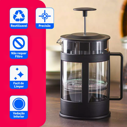 Cafeteira Prensa Francesa Cremeira Capuccino Cremoso 600ml Café Leite Chá Copo de Vidro Luxo - 6