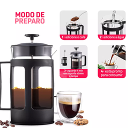 Cafeteira Prensa Francesa Cremeira Capuccino Cremoso 600ml Café Leite Chá Copo de Vidro Luxo - 8