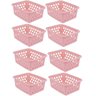 Kit 8 Cestos Multiuso Médio Rosa 20x6,5x15cm Pp 1032 Uninjet - 1