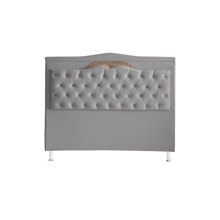 Cabeceira de Cama Box Madri Casal 140 Cm Suede Prata Ec Móveis Cabeceira de Cama Box Madri Casal 140 Cm Suede Prata Ec Móveis