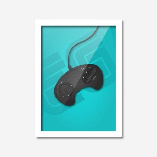 Quadro Decorativo Controle de MegaDrive 33cmx24cm Los Quadros - 1