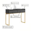 Ver imagem 5 de Aparador Buffet Industrial 2 Gavetas MDF-MDP 90cm Preto Dourado Casah