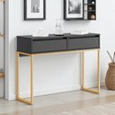 Ver imagem 1 de Aparador Buffet Industrial 2 Gavetas MDF-MDP 90cm Preto Dourado Casah