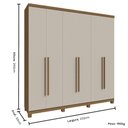 Ver imagem 3 de Guarda Roupa Casal 6 Portas em MDF New Honduras Móveis Rimo - Jequitibá/Offwhite