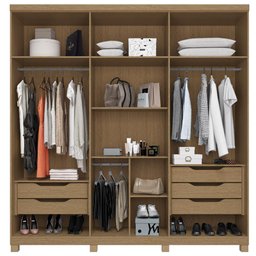 Guarda Roupa Casal 6 Portas em Mdf New Honduras Móveis Rimo - Jequitibá/offwhite - 2