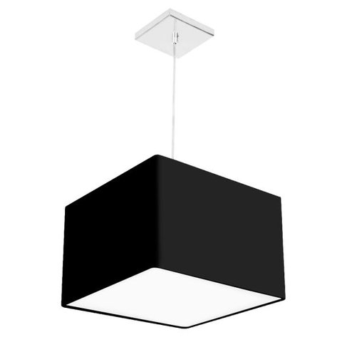 Lustre Cupula Pendente Dome Quadrado 30x20cm Preto