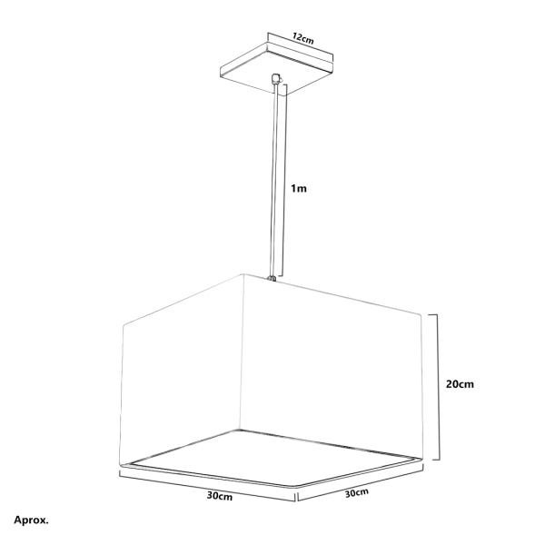 Lustre Cupula Pendente Dome Quadrado 30x20cm Branco - 3