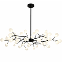Ver imagem 1 de Lustre Teto 110cm Ramos de Árvore 54 Leds Luminária Metal Preto Pétalas Gimpo Ra54b