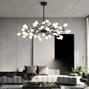 Ver imagem 2 de Lustre Teto 110cm Ramos de Árvore 54 Leds Luminária Metal Preto Pétalas Gimpo Ra54b