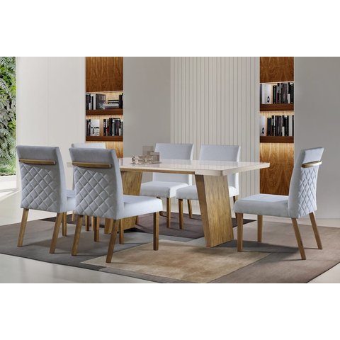 Sala de Jantar Completa com 6 Cadeiras 2,0x1,0m - Suíça - Requinte Salas