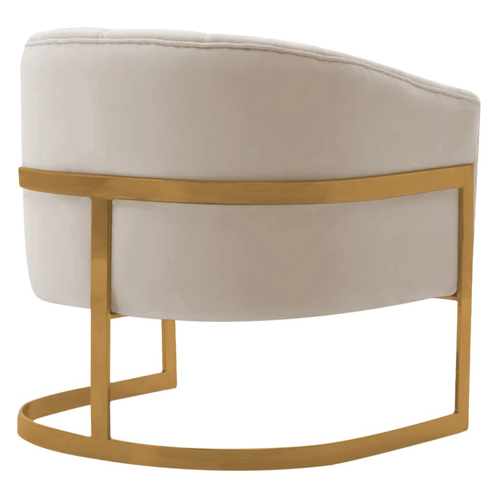 Poltrona Decorativa Sala de Estar Recepção Mavie Base de Ferro Dourado Linho Bege - Amarena Móveis - 7