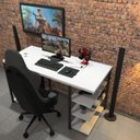 Ver imagem 2 de Mesa Gamer/Escrivaninha Estilo Industrial, Branca G-0021