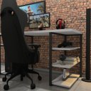 Ver imagem 4 de Mesa Gamer/Escrivaninha Estilo Industrial, Branca G-0021