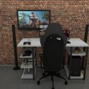 Ver imagem 3 de Mesa Gamer/Escrivaninha Estilo Industrial, Branca G-0021