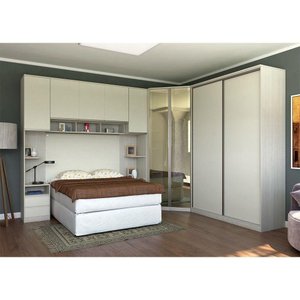 Guarda Roupa Canto Com Vidro Reflecta Crema Com Kashmir