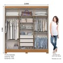 Ver imagem 5 de Guarda Roupa Casal 6 Portas 3 Gavetas Francês Cinamomo Avelã com Armário Multiuso Margarida Cinamomo