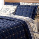 Ver imagem 1 de Kit Cobre Leito Martin Queen Microfibra Bordada 3 Peças - Azul Marinho