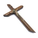 Ver imagem 2 de Crucifixo De Parede Madeira Cilíndrico Medalha de São Bento OV 25 Cm