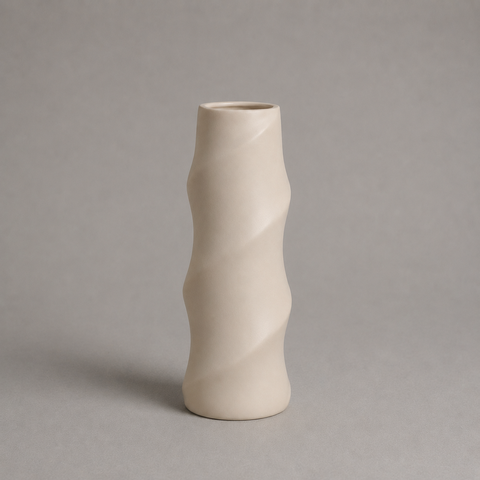 Vaso Contorno Pequeno Decorativo de Cerâmica para Sala e Mesa Off White