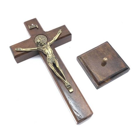 Crucifixo De Mesa E Parede Madeira São Bento OV 17 Cm