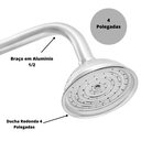 Ver imagem 2 de Ducha Redonda Cascata Aluminio Polido "4" Polegadas