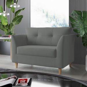 Sofá 2 Lugares Namoradeira Decorativa Sala Recepção Isis Suede Cinza - Visalar