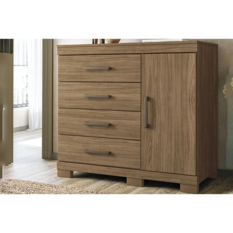 Cômoda Casal Havana 1.4 Plus C/ 1 Porta 4 Gavetas e Pés Jatobá - Santos Andirá