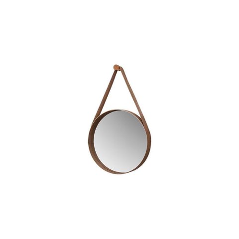 Espelho Decorativo Redondo 50 Cm com Alça Bari Castanho