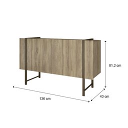 Balcão Cozinha para Buffet Habitat Madeirado e Tubos Ouro Velho Carraro - 2 Balcão Cozinha para Buffet Habitat Madeirado e Tubos Ouro Velho Carraro - 2