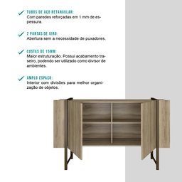 Balcão Cozinha para Buffet Habitat Madeirado e Tubos Ouro Velho Carraro - 4 Balcão Cozinha para Buffet Habitat Madeirado e Tubos Ouro Velho Carraro - 4