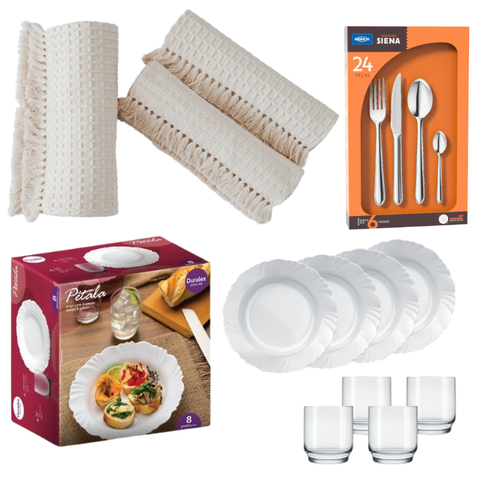 Talher Inox-pratos-copos-jogos Americano-caminho Mesa Beige