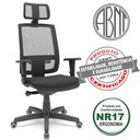 Ver imagem 2 de Cadeira Presidente Brizza Tela Apoio de Cabeça Ergonômica Back System Autocompensador 3D Preta