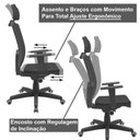 Ver imagem 3 de Cadeira Presidente Brizza Tela Apoio de Cabeça Ergonômica Back System Autocompensador 3D Preta