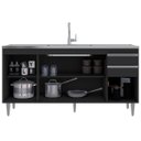 Ver imagem 2 de Balcão de Pia para Cozinha 160 cm 4 Portas Loren Preto