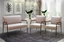 Ver imagem 2 de Kit Namoradeira + 2 Poltronas Jade Braços Metal Decoração Recepção Sala - Veludo Capuccino