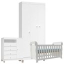 Ver imagem 1 de Quarto de Bebê 3 Portas Ternura Baby com Berço Lara Branco Brilho - Incorplac