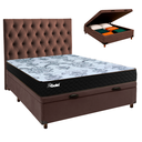 Ver imagem 1 de Cama Box Bau + Colchão Casal Molas Ensacadas Life Gold Paropas + Cabeceira Estofada
